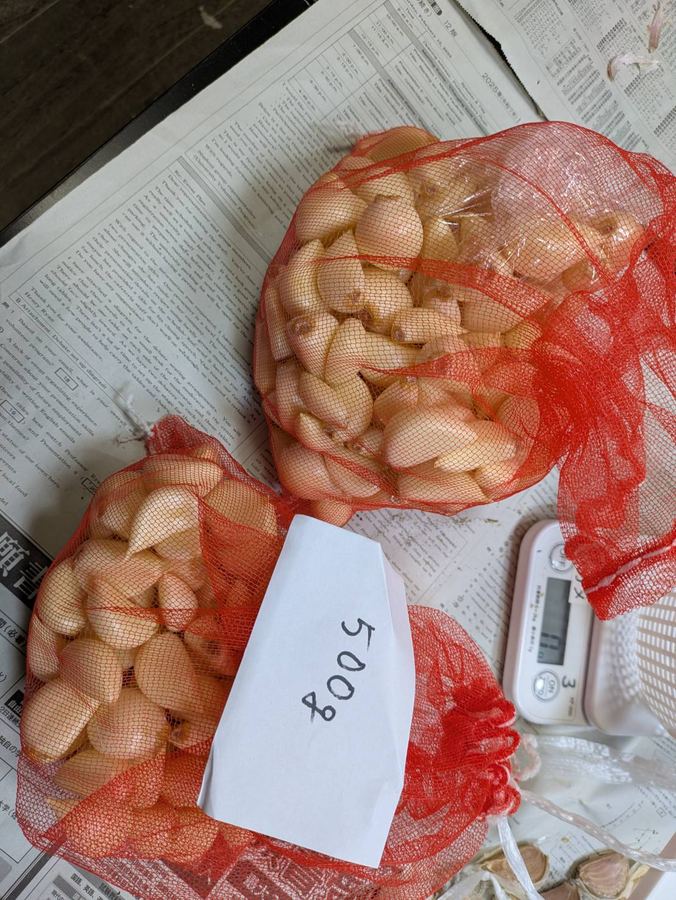 にんにくの皮むき・計量